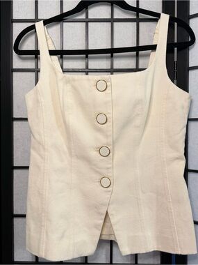 NWT Christian LaCroix Cream Button-Front Sleeveless Top Size 8